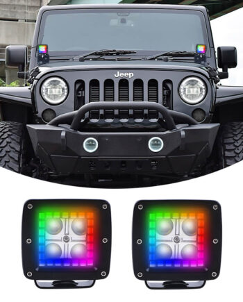 Peramar 12W 3" Square Cube LED Work Lights with RGB Chasing Halo Ring – LOYO Phantom Series