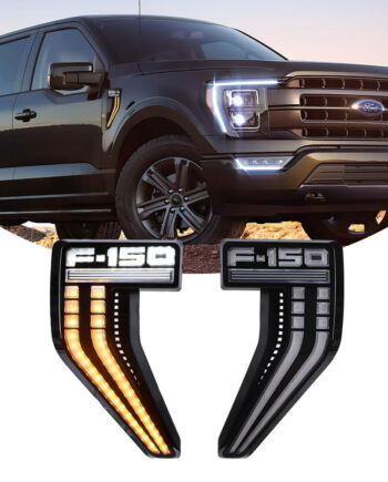 Peramar LED Front Fender Side Marker Lights for 2021 Ford F150 – Amber Sequential Turn Signal & White DRL