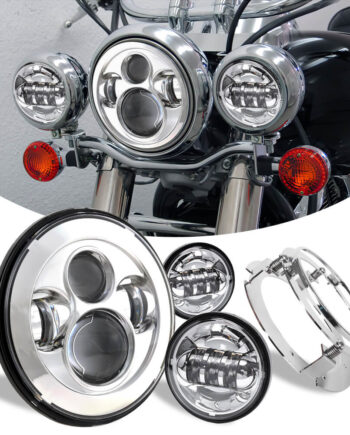 Peramar 7" LED Projector Headlights & 4.5" Fog Lights + Mounting Bracket for Harley Motorcycles